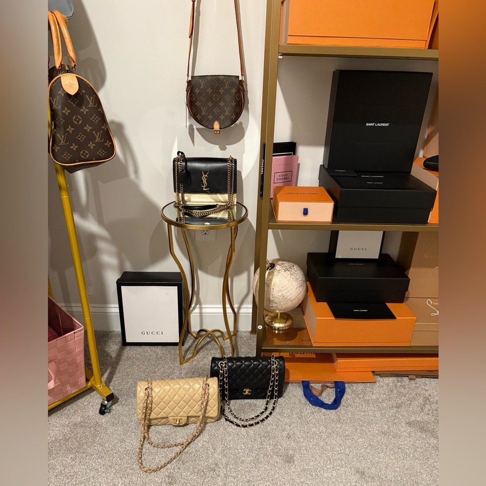 Chanel Black and Gold Chain Shoulder Bag